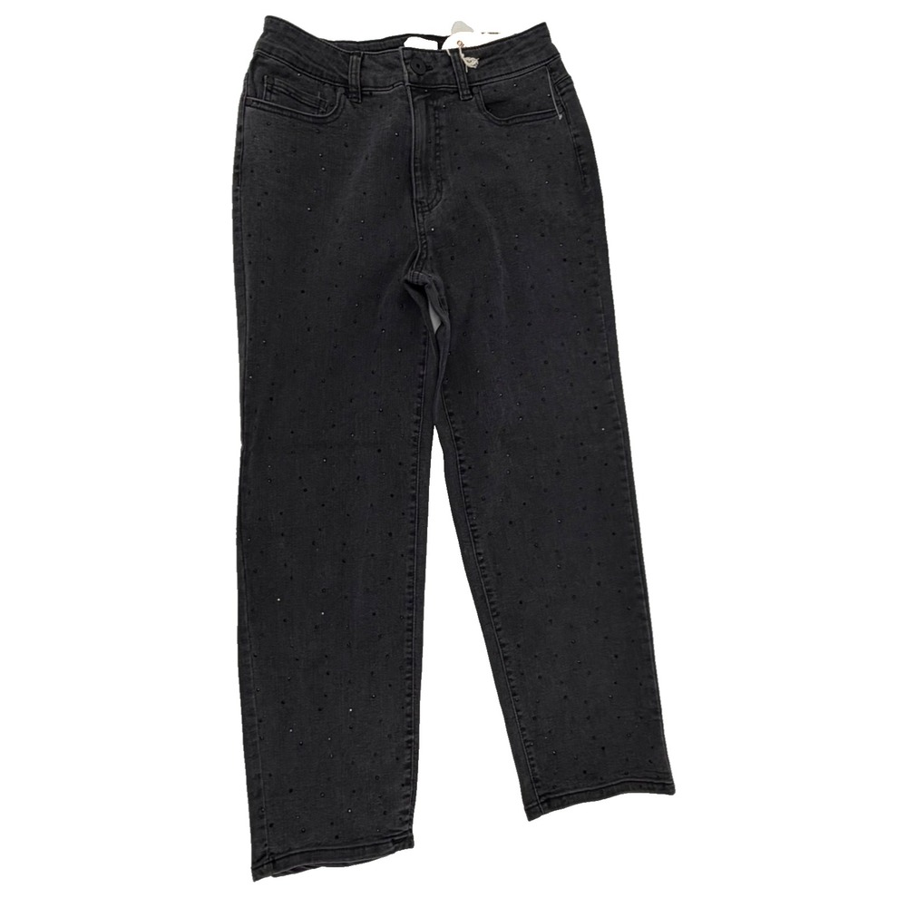 Camila Coelho Black Embellished Straight Leg Jeans Women's - US 4 - Studded -NWT